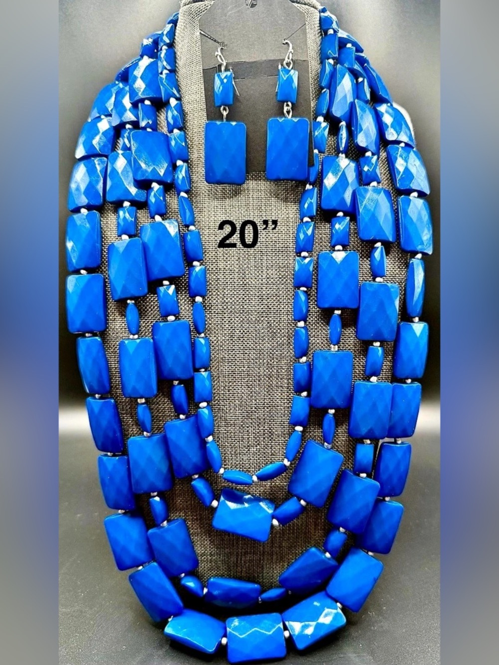 Blue Statement Necklace & Earrings